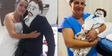 Vrouw (37) trouwt met pop Marcelo en bevalt zelfs van hem: “Ik ben trots op mijn gezin”