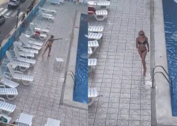 Vrouw gaat door het lint bij het hotelzwembad om een wel heel bizarre reden