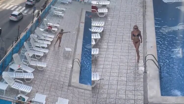 Vrouw gaat door het lint bij het hotelzwembad om een wel heel bizarre reden