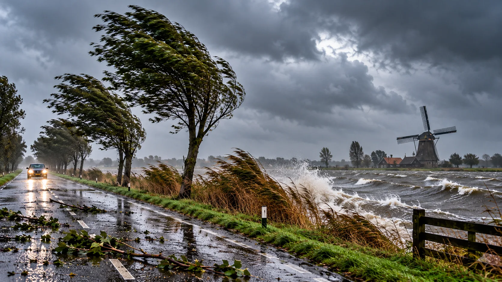 Opnieuw weeralarm afgegeven voor drie provincies vanwege storm Boelo