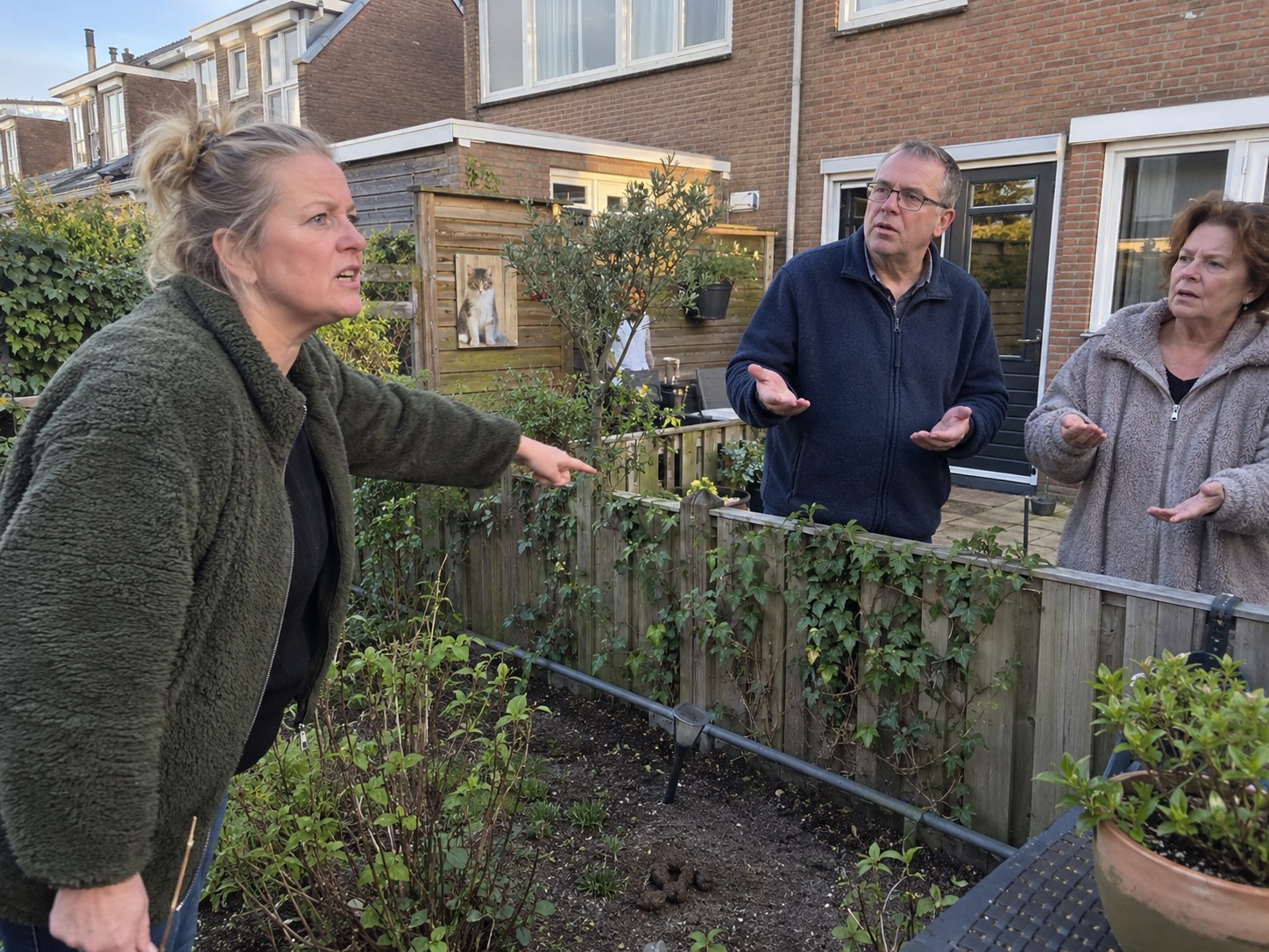 Boze buurvrouw ontploft om kattenpoep, maar pakt de verkeerde buren aan